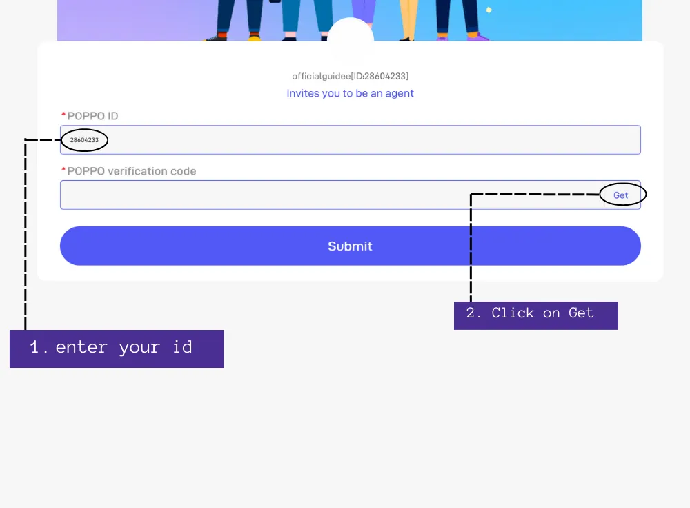 enter profileid click get